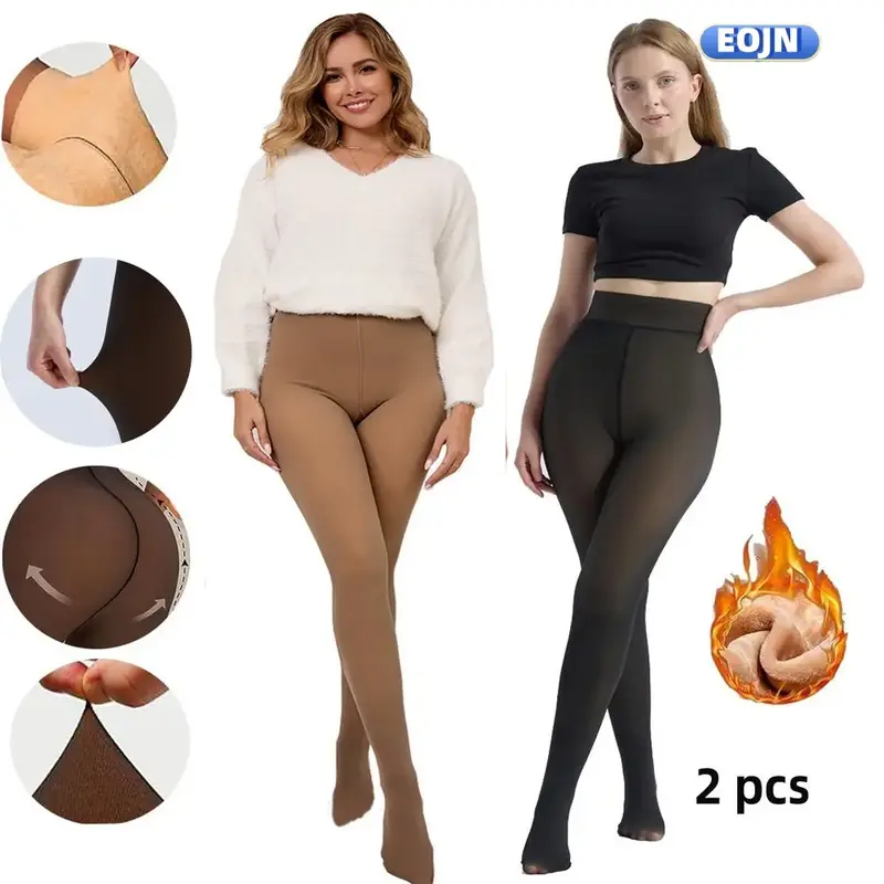 EOJN Women's Fleece lined tights, Warm pantyhose Leggings Thick translucent Winter stockings For Women Warm-lined Tight fashi...