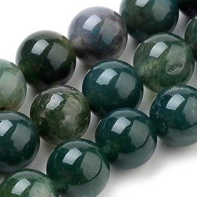 Natural Moss Agate Beads Strands