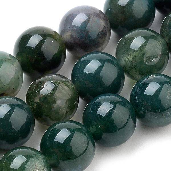 Natural Moss Agate Beads Strands