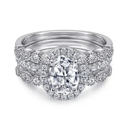 10K White Gold 1 CT 3 Pieces Bridal Set