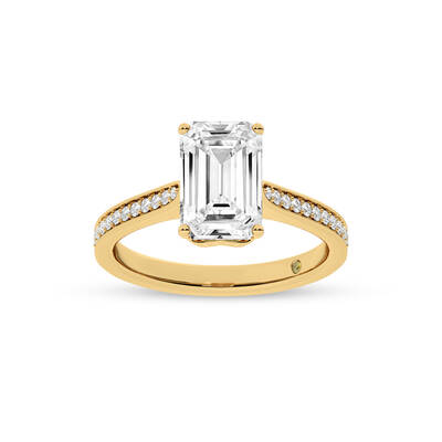 Taos Hidden Halo Emerald Cut Lab Grown Diamond Engagement Ring | 10K Yellow Gold 2 1/4 CT. TW.