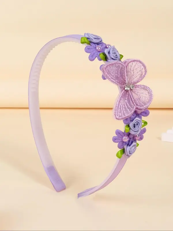 Cute Butterfly & Flower Decor Hair Hoop, New Style Elegant Hair Hoop for Girls, Fashion Hair Accessories for Party, Daily Clo...