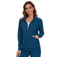 COZYFIT Scrub Jackets for Woman, Zip Front Nurse Jacket, 4-Way Stretch Fabric Springtok Tops Long Sleeve