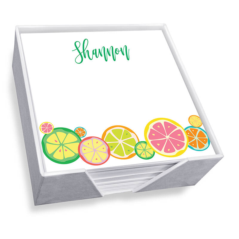 Botanical Fruit Memo Square - White with holder