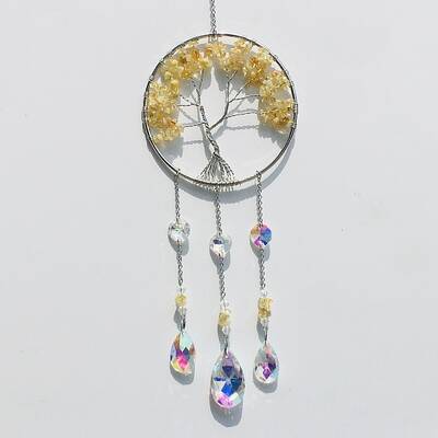 Natural Citrine Tree of Life Pendant Decorations