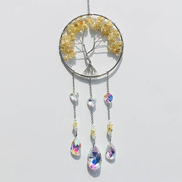 Natural Citrine Tree of Life Pendant Decorations