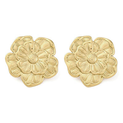 304 Stainless Steel Flower Theme Stud Earrings For Women