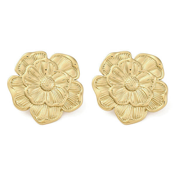 304 Stainless Steel Flower Theme Stud Earrings For Women