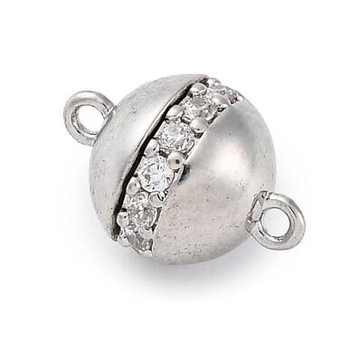 Brass Micro Pave Clear Cubic Zirconia Magnetic Clasps