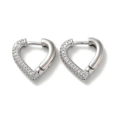 Brass Pave Clear Cubic Zirconia Hoop Earrings