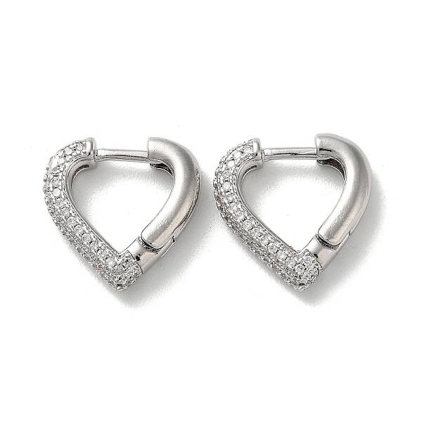 Brass Pave Clear Cubic Zirconia Hoop Earrings