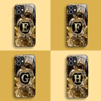 Suitable for [iPhone 11] New high-end letter glass mobile phone case New business simple metal paint electroplated glass mobi...