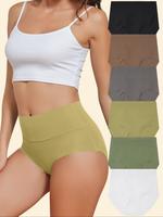 Women's Solid High Waist Seamless Panties, Breathable Comfortable Knicker for Daily Wear, Women's Underwear for All Seasons, ...