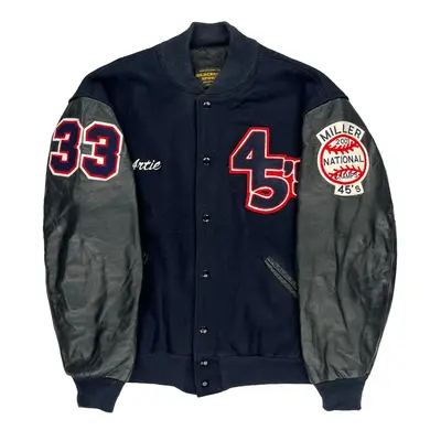 Miller 45S Made In Usa Hilderbrand Sports College Varsity Jacket - XL Navy Wool Blend