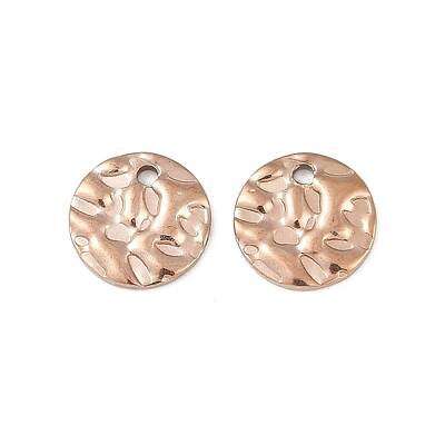 304 Stainless Steel Textured Disc Charms