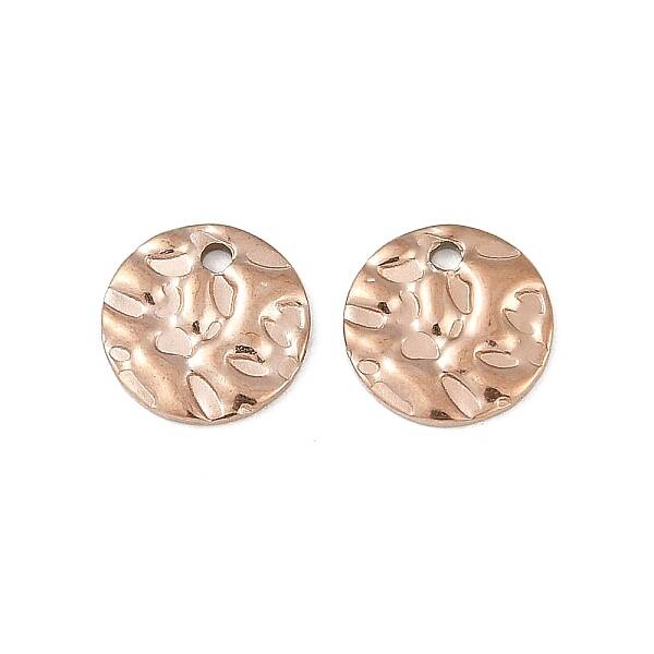 304 Stainless Steel Textured Disc Charms