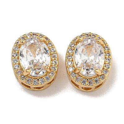 Brass Micro Pave Cubic Zirconia Beads