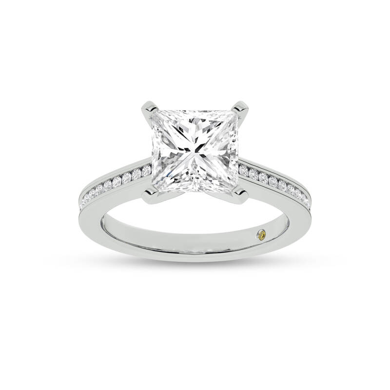 Paris Channel Set Princess Cut Lab Diamond Engagement Ring | 14K White Gold 2 1/5 CT. TW.