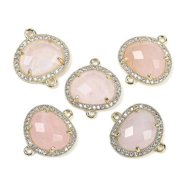 Natural Rose Quartz Faceted Oval Links