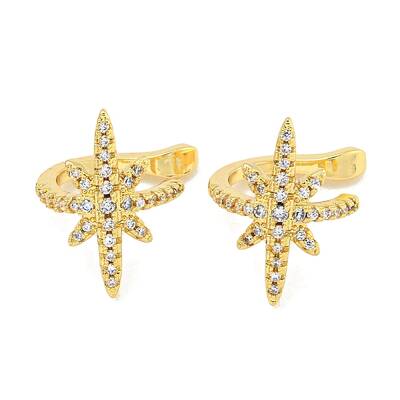 Brass Micro Pave Cubic Zirconia Cuff Earrings