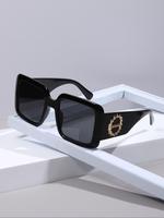 Simple Square Frame Tinted Lens Sunglasses for Women & Men, Trendy Fashionable Large Size Sunglasses, Versatile Sunglasses fo...