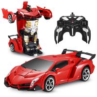 Transform Remote Control Car Robot Toy, 2.4Ghz 1:18 Scale Remote Control Car Transforming Vehicle Robot One-Button Deformatio...