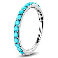 Oufer 20G Turquoise Hinged Segment Nose Ring Jewelry
