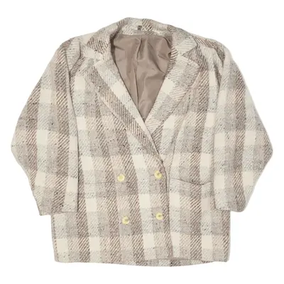 Blazer Jacket Beige Check Womens UK 16