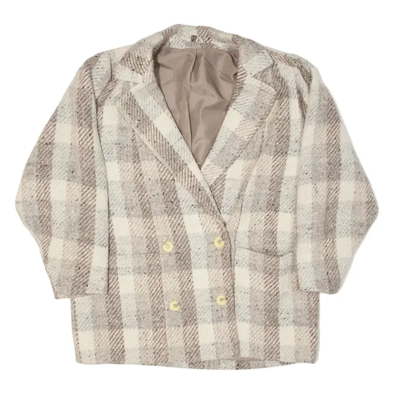 Blazer Jacket Beige Check Womens UK 16