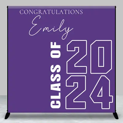 Simple Purple Class Of 2024 Custom Grad Backdrop - Aperturee