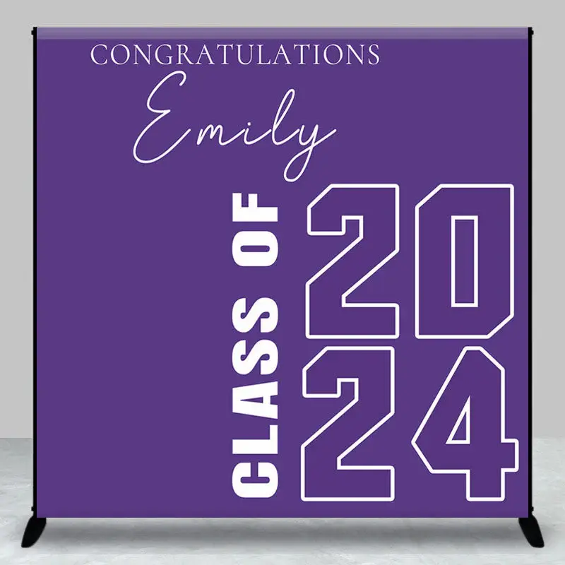 Simple Purple Class Of 2024 Custom Grad Backdrop - Aperturee