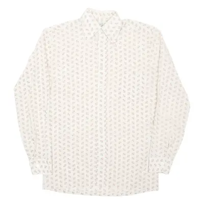 GENT'S Mens Shirt Cream Spotted Long Sleeve S