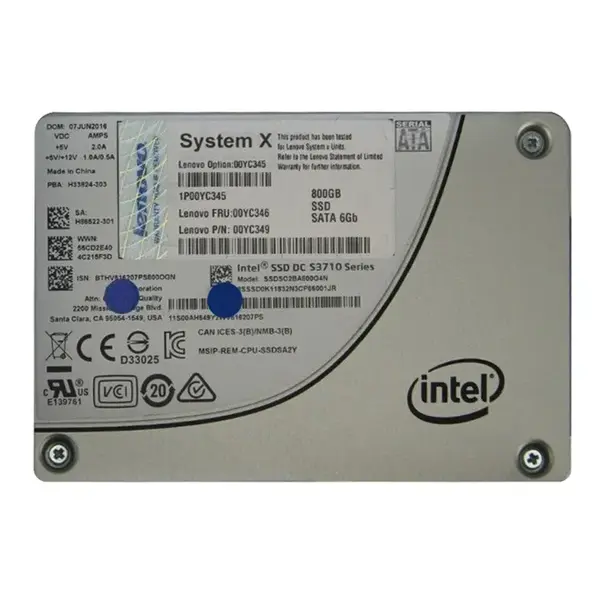 00YC345 Lenovo 800GB Multi-Level Cell SATA 6Gb/s 2.5-Inch Solid State Drive