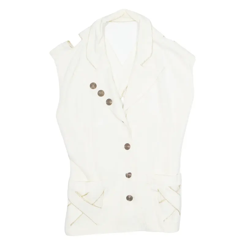 Womens Shirt White Collared Sleeveless S