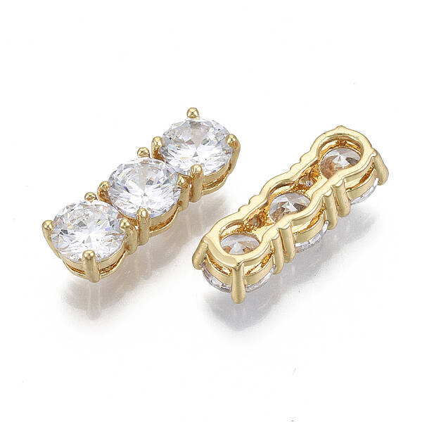 Brass Micro Pave Clear Cubic Zirconia Multi-Strand Links