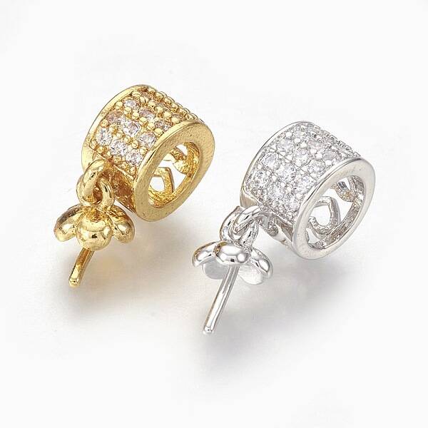 Brass Micro Pave Cubic Zirconia Peg Bails Pendants