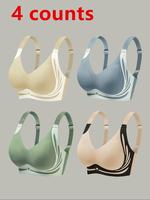 Women's Colorblock Wireless Bra, Casual Comfortable Breathable Bra for Daily Wear, Women's Lingerie for All Seasons