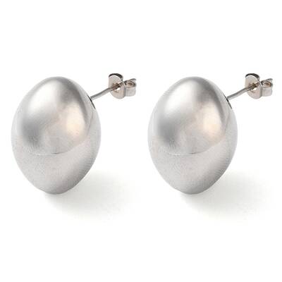 Oval Brass Stud Earrings for Women