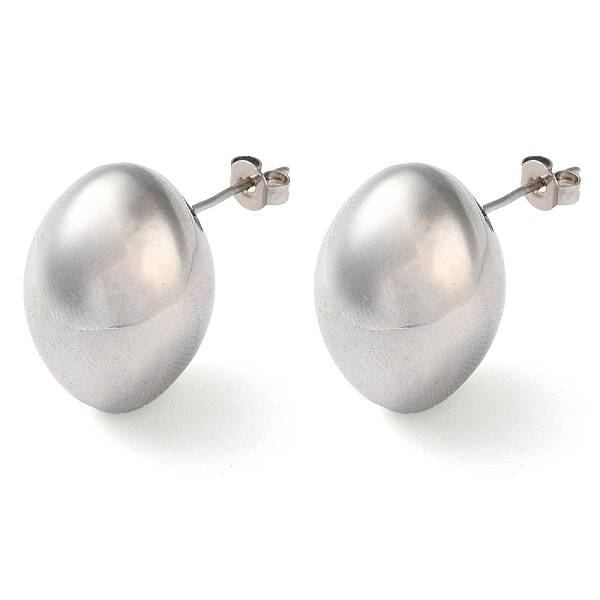 Oval Brass Stud Earrings for Women