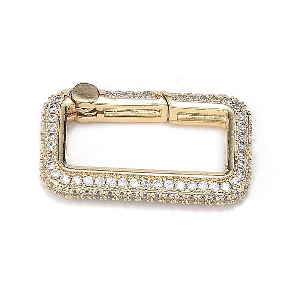 Brass Micro Pave Clear Cubic Zirconia Spring Gate Rings