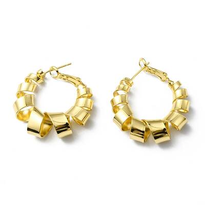 Rack Plating Brass Wrapped Hoop Earrings