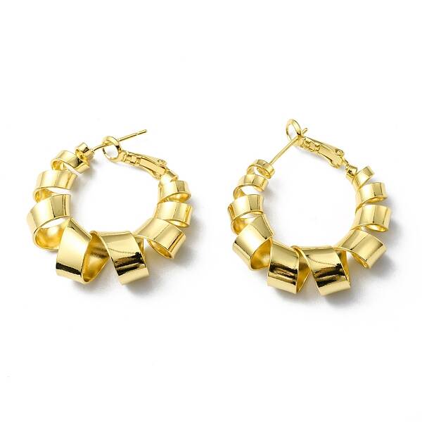 Rack Plating Brass Wrapped Hoop Earrings