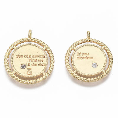 Brass Micro Pave Clear Cubic Zirconia Pendants