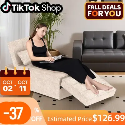 【TikTokShopfalldealsforyou】FlexiSpot Convertible Sleeper Chair Sofa Bed, 75 inches, with 5-Level Adjustable Backrest, Fol...