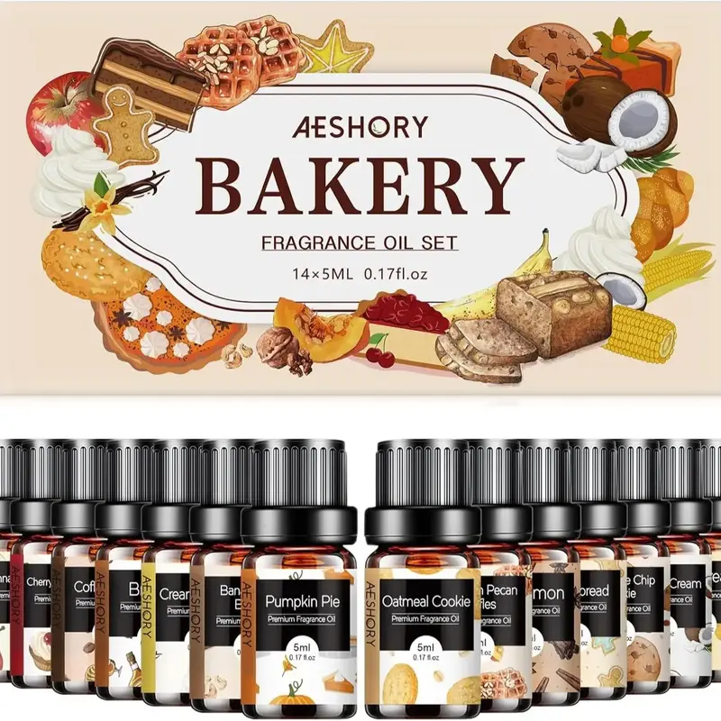 Bakery / Hotel / Floral / Woody / Fruit Essential Oils Set (14×5ml) – Natural Fragrance Oils for Aromatherapy Diffusers & ...