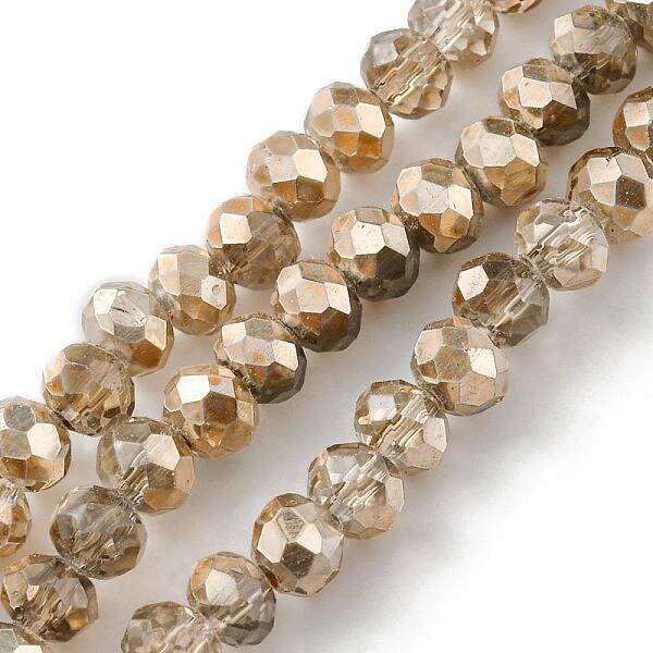 Faceted Rondelle Transparent Painted Glass Beads Strands