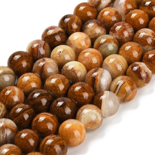 Natural Wood Lace Stone Beads Strands