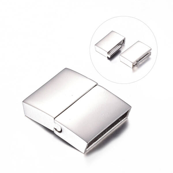 Tarnish Resistant 304 Stainless Steel Magnetic Clasps with Glue-in Ends