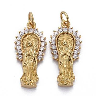 Brass Micro Pave Clear Cubic Zirconia Pendants