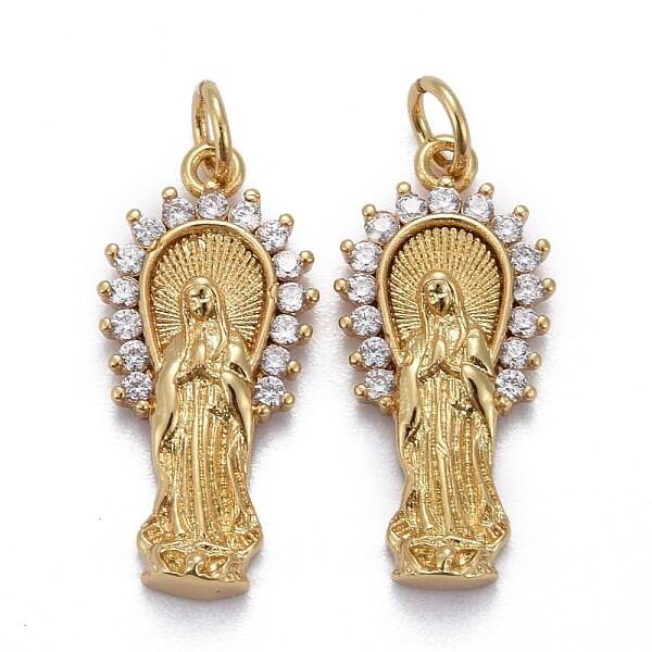 Brass Micro Pave Clear Cubic Zirconia Pendants